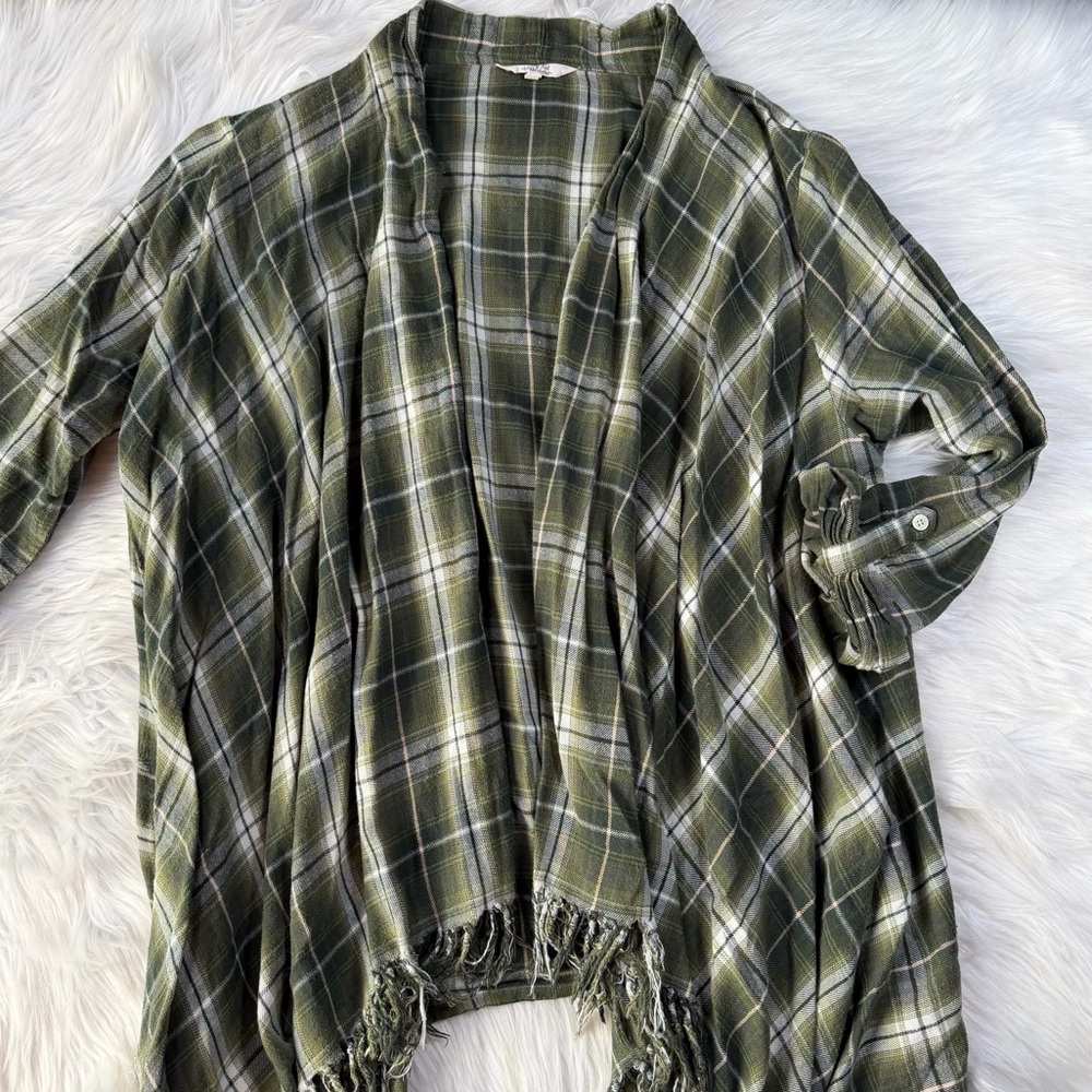 Krazy Kat Plaid Waterfall Cardigan